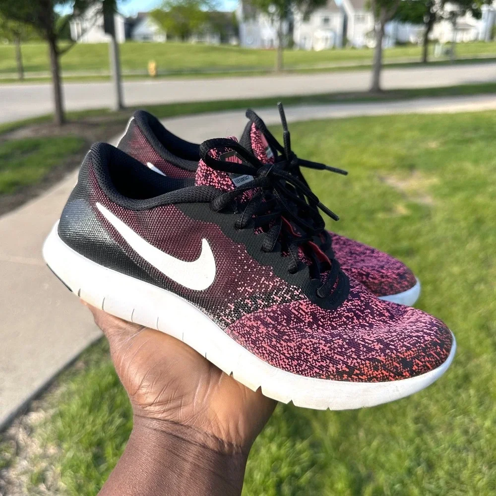 Nike Flex Contact GS Big Kids Athletic Shoes Size 5.5Y Black Pink Sneakers